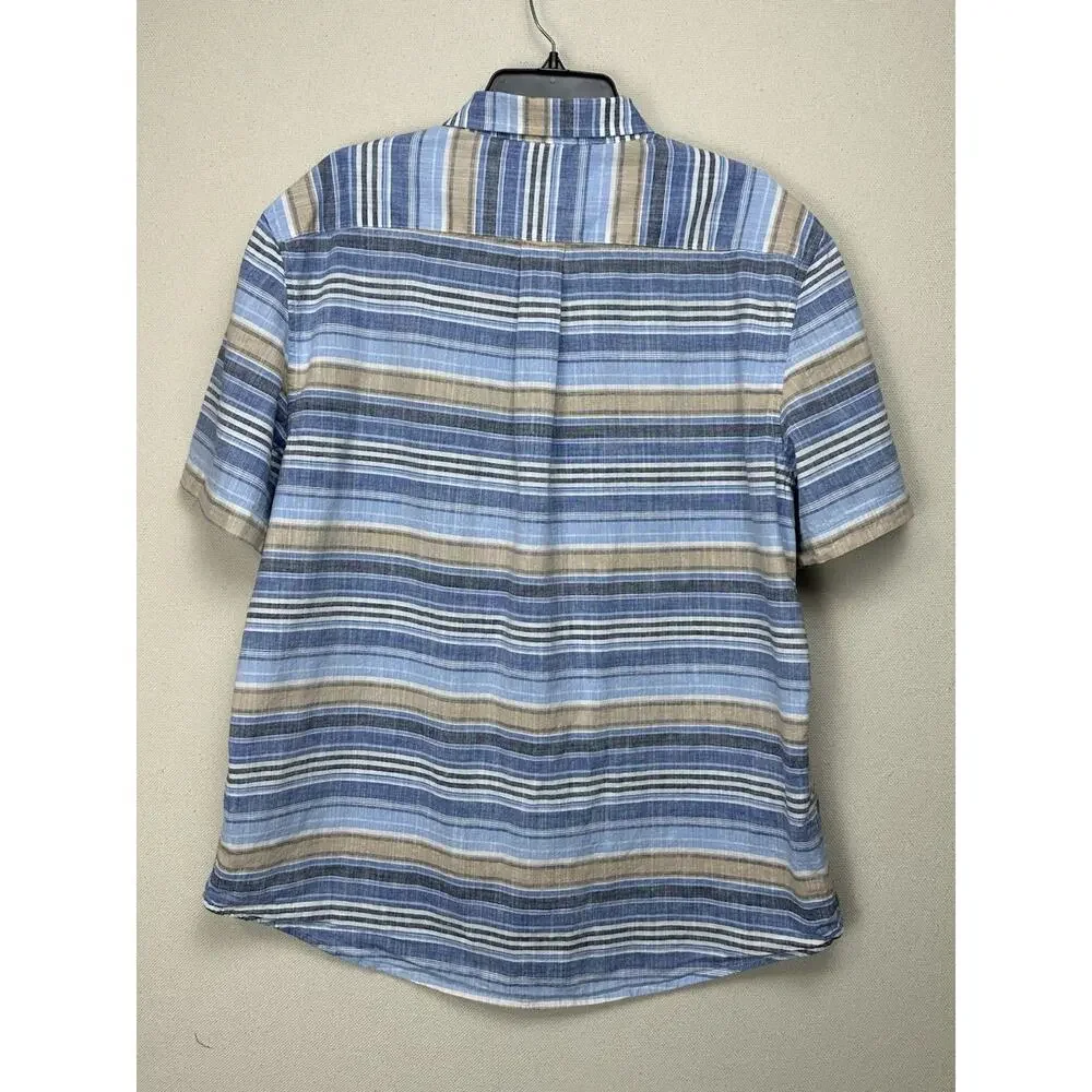 U.S. Polo Assn. Shirt Mens 2XL Blue Button Striped Short Sleeve Collard Spring - Picture 5 of 10